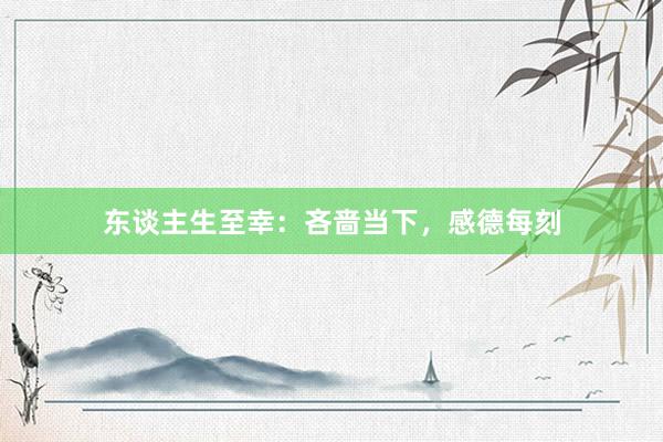 东谈主生至幸:吝啬当下,感德每刻