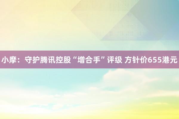 小摩：守护腾讯控股“增合手”评级 方针价655港元