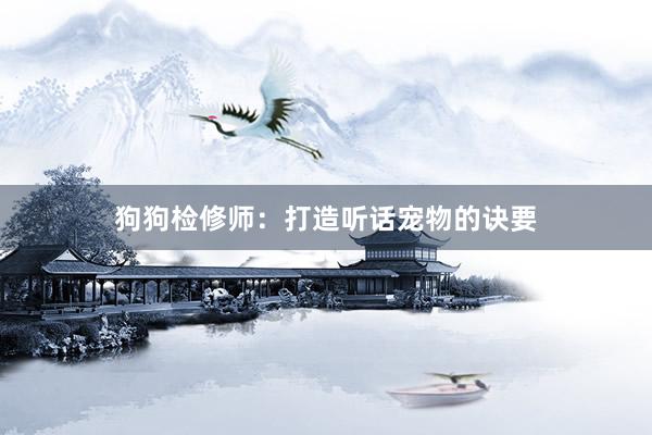 狗狗检修师：打造听话宠物的诀要